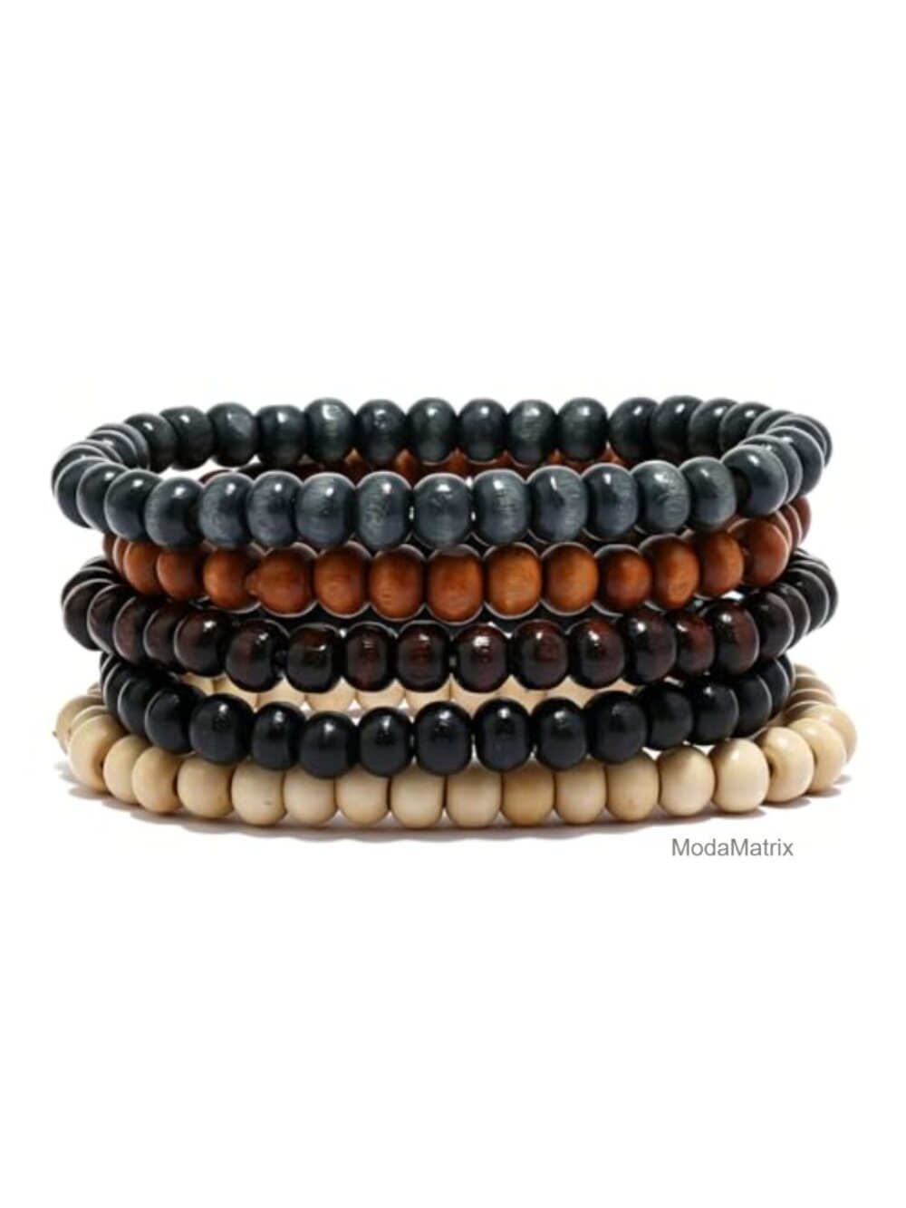 5-Piece Multi-Strand Beaded Braided Leather Wrap Bracelet Set